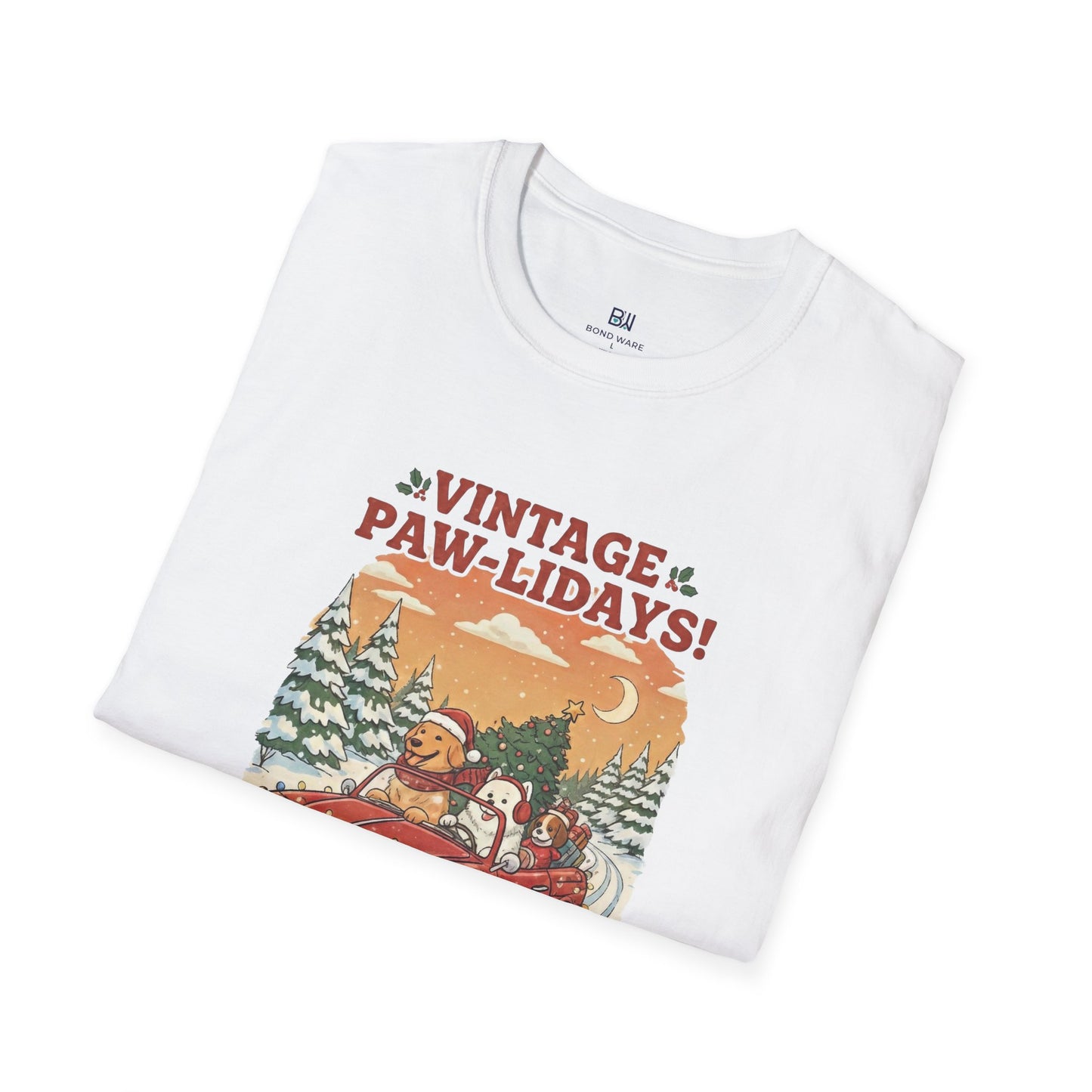 Vintage Paw-lidays Retro Christmas Dog Lover Holiday T-Shirt