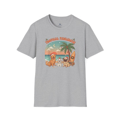 Cute Dogs on Beach Tropical Christmas Holiday T-Shirt