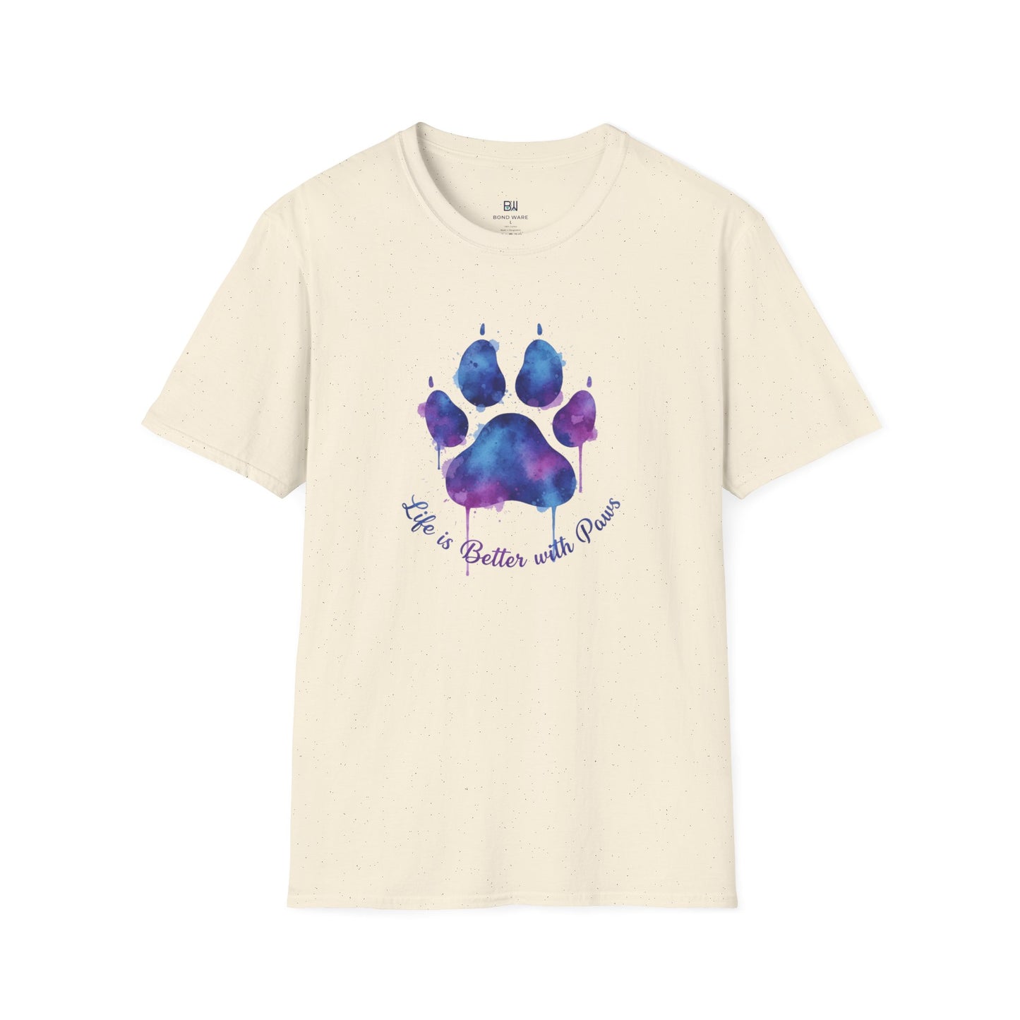 "Life is Better with Paws" Watercolor Paw Tee