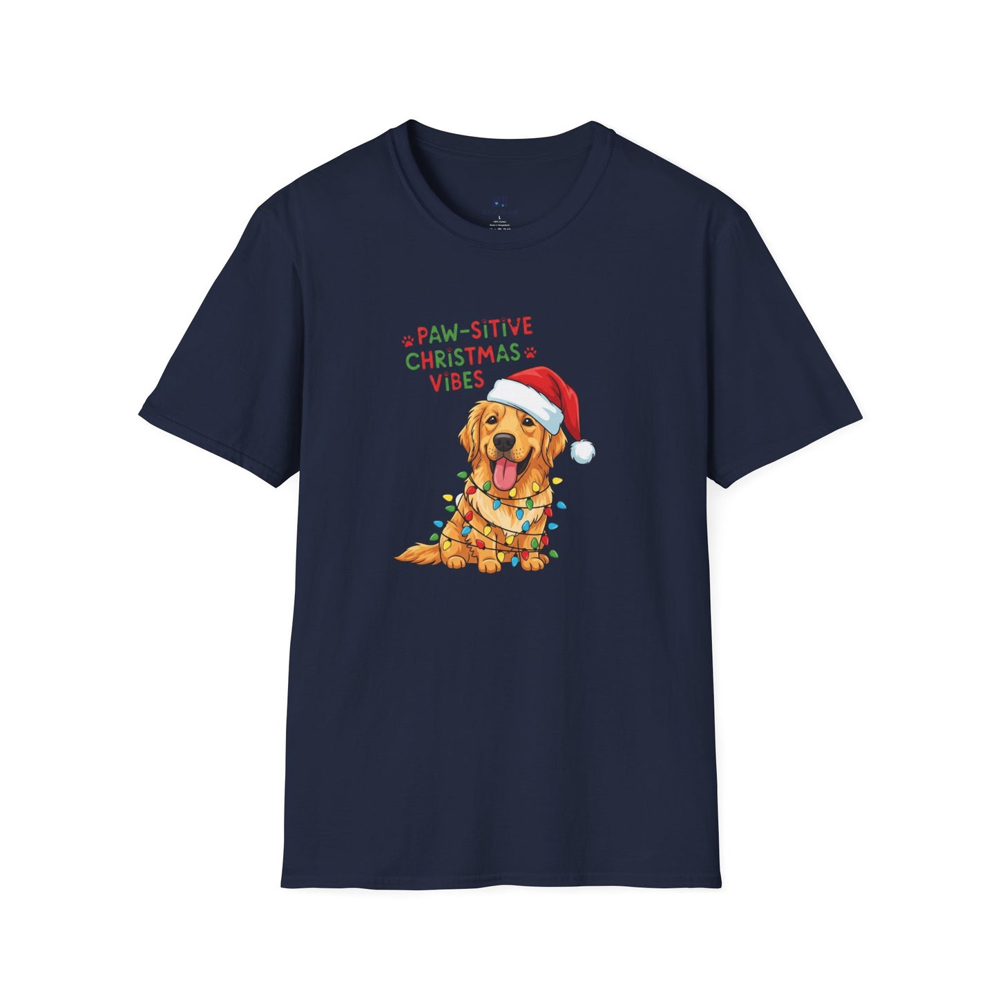 Adorable "Paw-sitive Christmas Vibes" Pup Tee