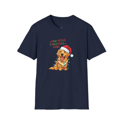 Adorable "Paw-sitive Christmas Vibes" Pup Tee