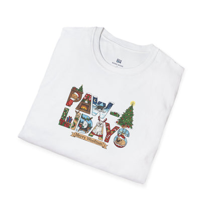Merry Woofmas Paw-lidays Cute Dog Scenes Xmas Gift T-Shirt