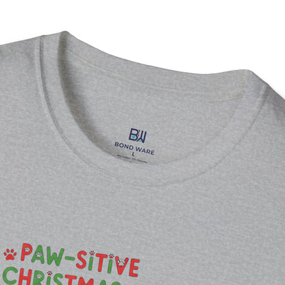 Adorable "Paw-sitive Christmas Vibes" Pup Tee