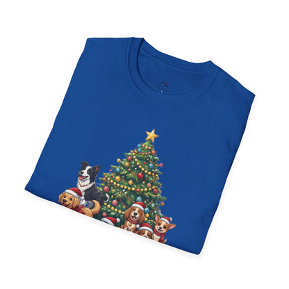 Christmas Dog Squad Tree Santa Hat Holiday T-Shirt