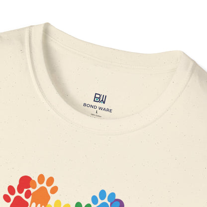 Colorful Paw Print Heart Graphic Tee