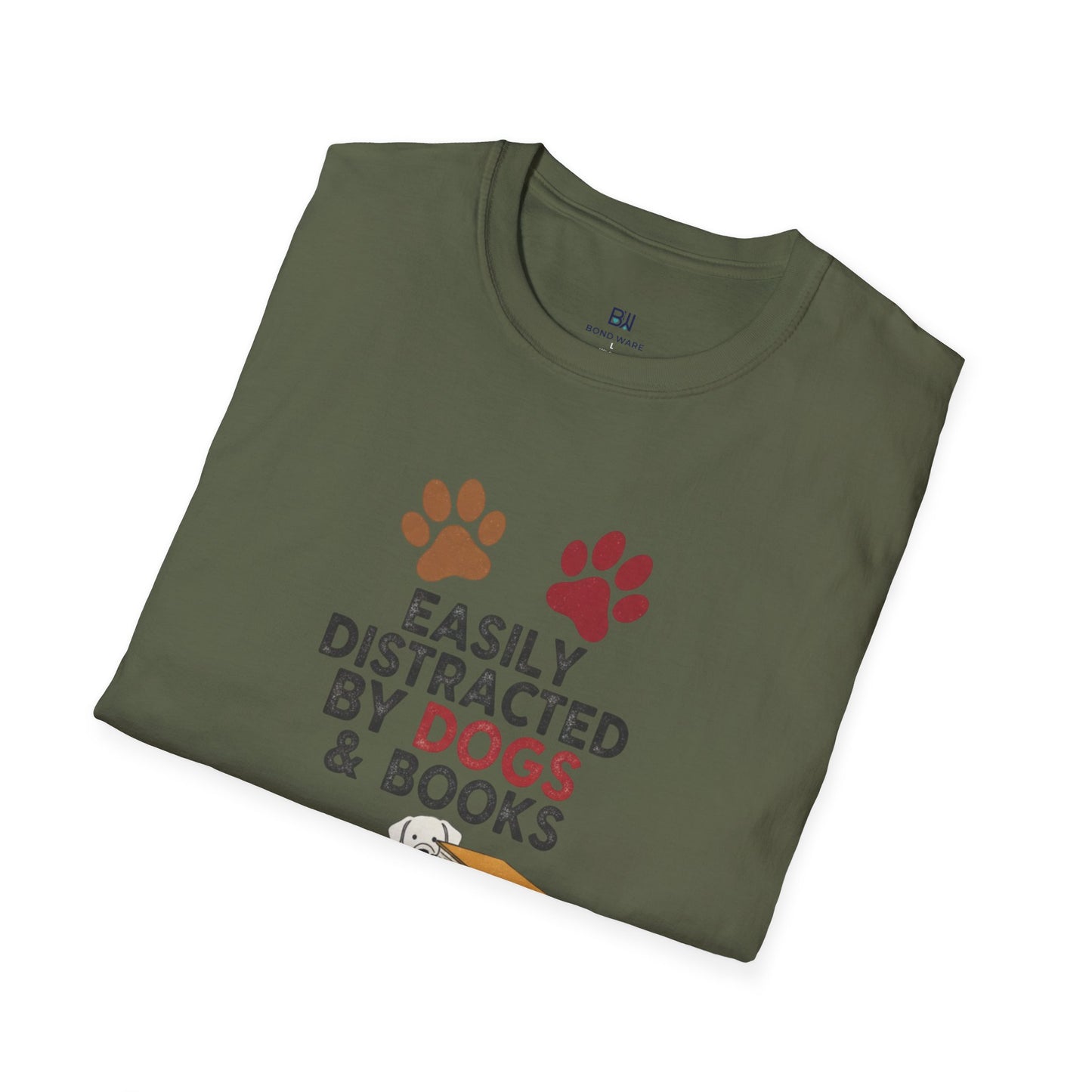 "Easily Distracted By Dogs & Books" Graphic Tee