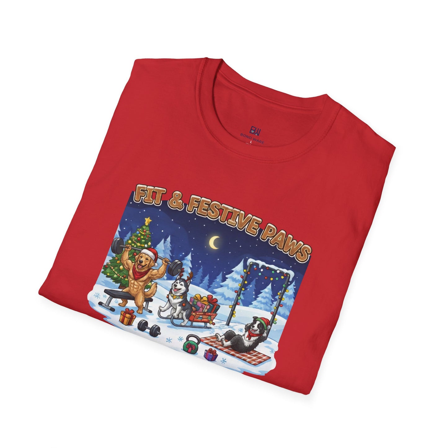 Merry Liftmas Fit & Festive Paws Dog Gym Holiday T-Shirt