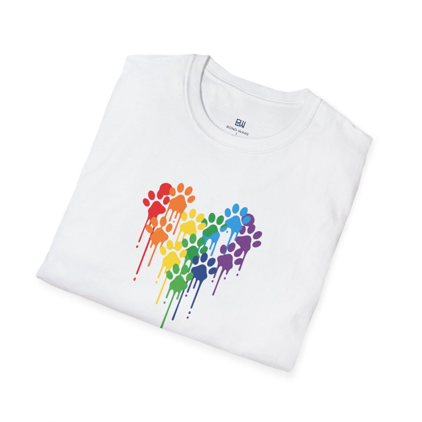 Colorful Paw Print Heart Graphic Tee