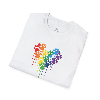 Colorful Paw Print Heart Graphic Tee