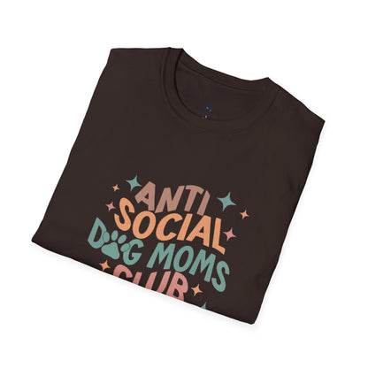 Anti Social Dog Moms Club" Retro T-Shirt