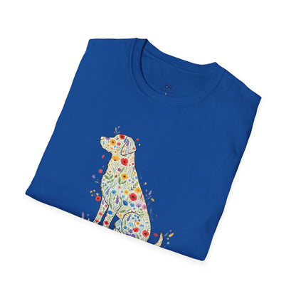 "Dog in Bloom" Floral Art T-Shirt