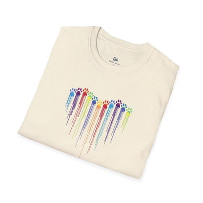 Rainbow "Paws of Love" Dripping Art Tee