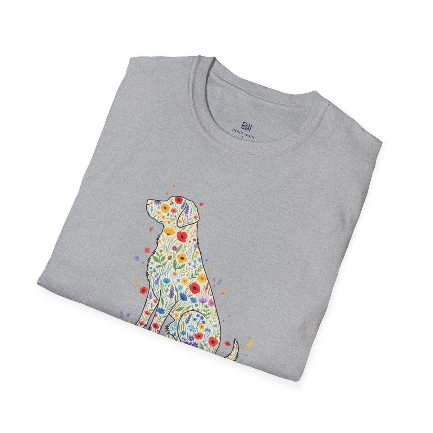 "Dog in Bloom" Floral Art T-Shirt
