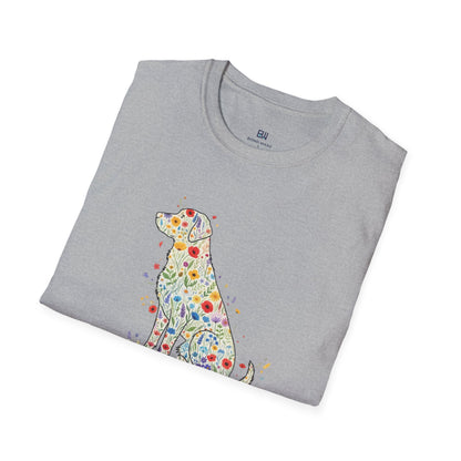 "Dog in Bloom" Floral Art T-Shirt