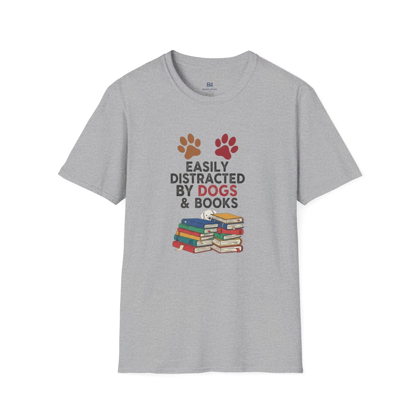 "Easily Distracted By Dogs & Books" Graphic Tee