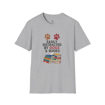 "Easily Distracted By Dogs & Books" Graphic Tee