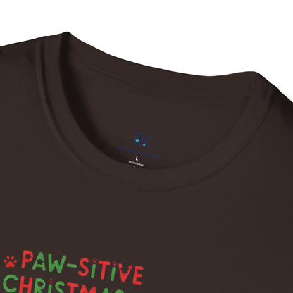 Adorable "Paw-sitive Christmas Vibes" Pup Tee