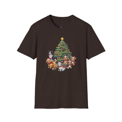 Christmas Dog Squad Tree Santa Hat Holiday T-Shirt