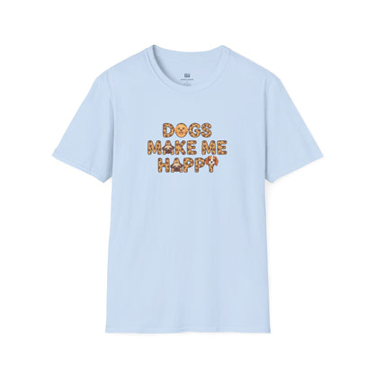 "Dogs Make Me Happy" Cute Cartoon Dog Tee