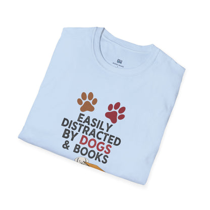 "Easily Distracted By Dogs & Books" Graphic Tee