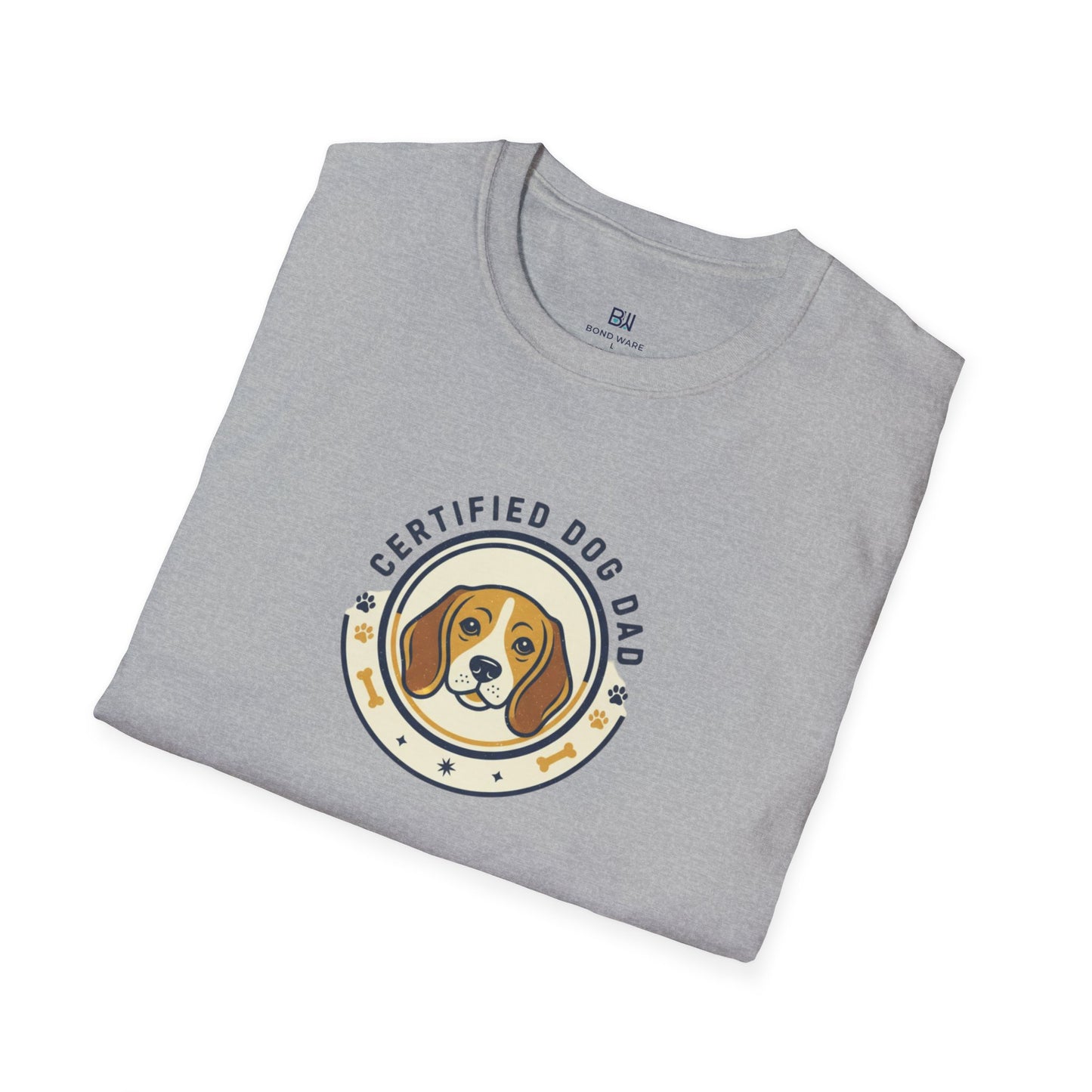 "Certified Dog Dad" Retro-Style Badge T-Shirt