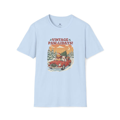 Vintage Paw-lidays Retro Christmas Dog Lover Holiday T-Shirt