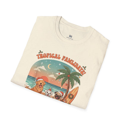 Cute Dogs on Beach Tropical Christmas Holiday T-Shirt