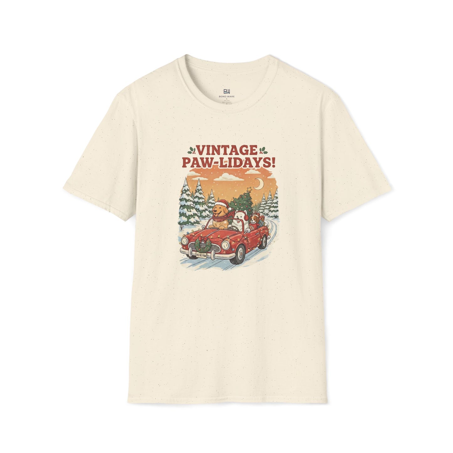 Vintage Paw-lidays Retro Christmas Dog Lover Holiday T-Shirt