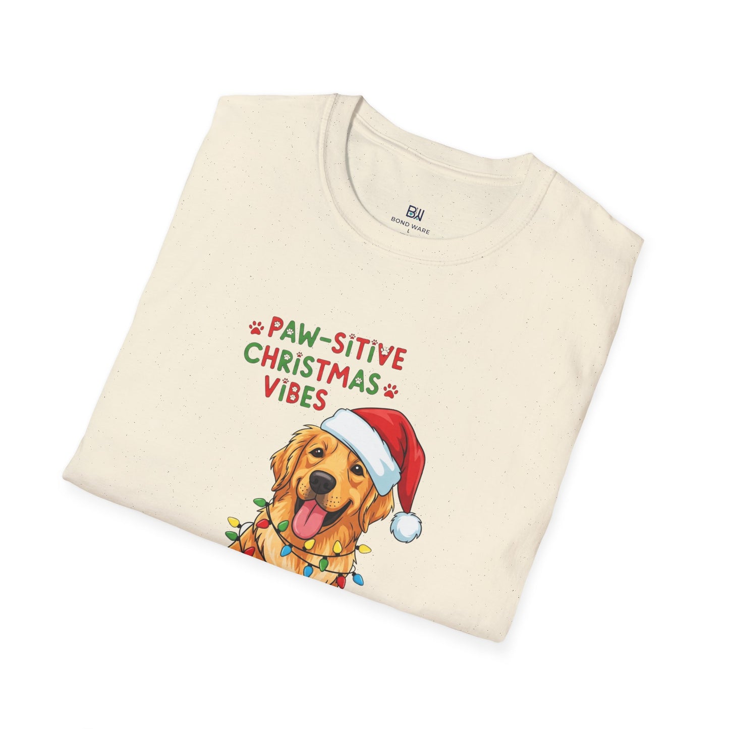 Adorable "Paw-sitive Christmas Vibes" Pup Tee