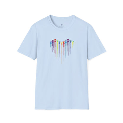 Rainbow "Paws of Love" Dripping Art Tee