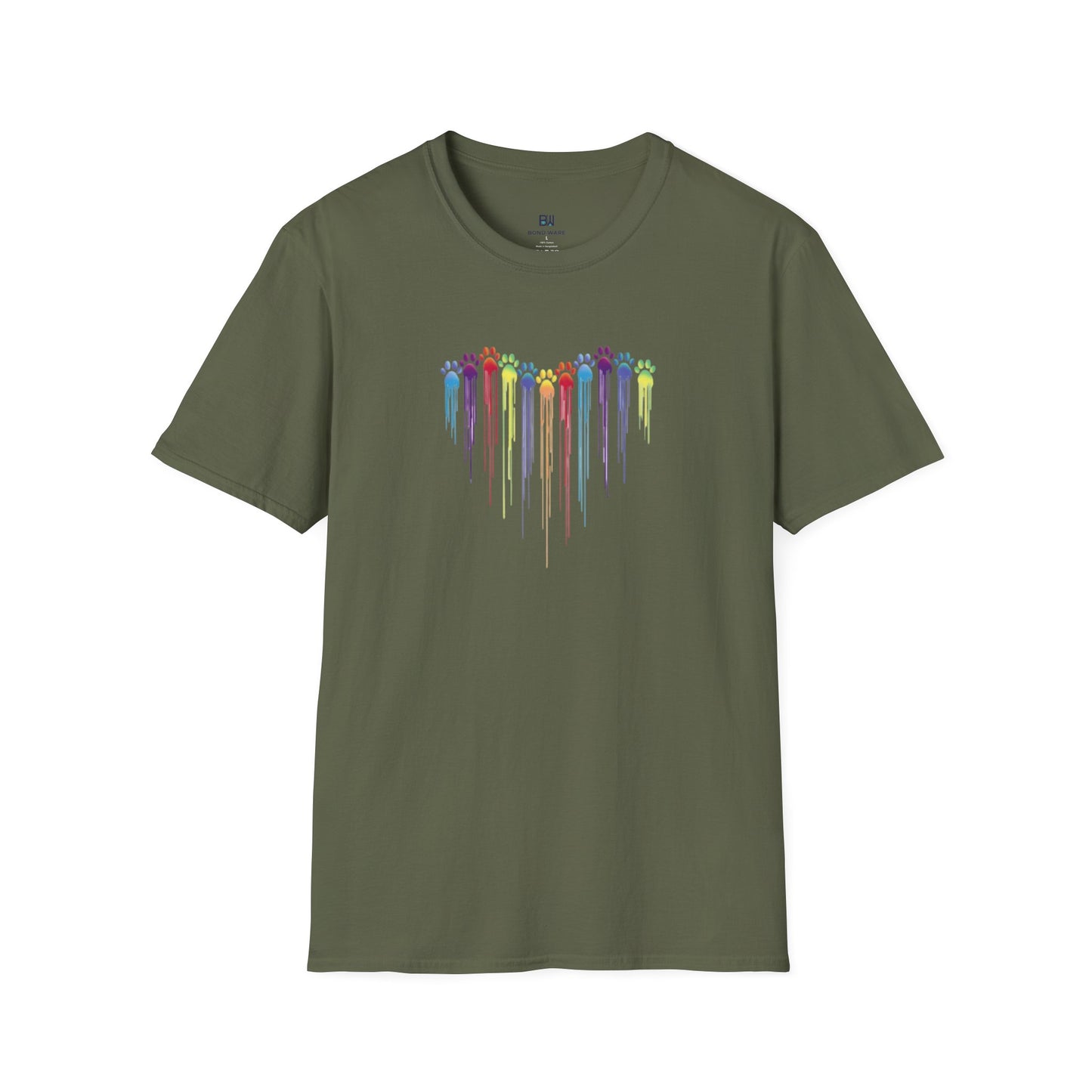 Rainbow "Paws of Love" Dripping Art Tee