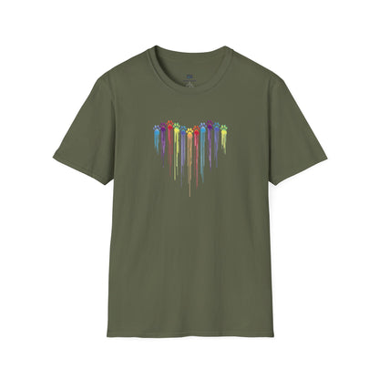 Rainbow "Paws of Love" Dripping Art Tee