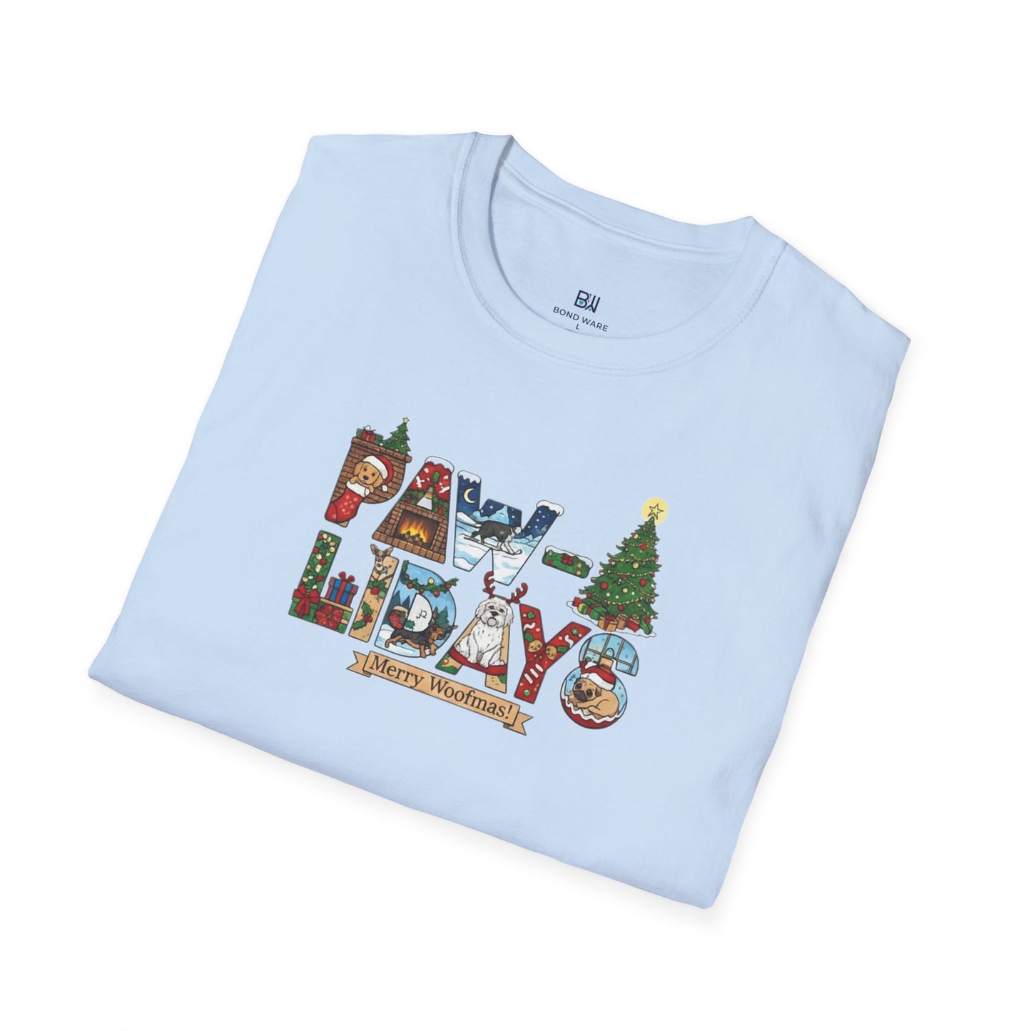 Merry Woofmas Paw-lidays Cute Dog Scenes Xmas Gift T-Shirt