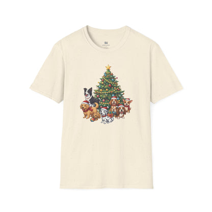 Christmas Dog Squad Tree Santa Hat Holiday T-Shirt