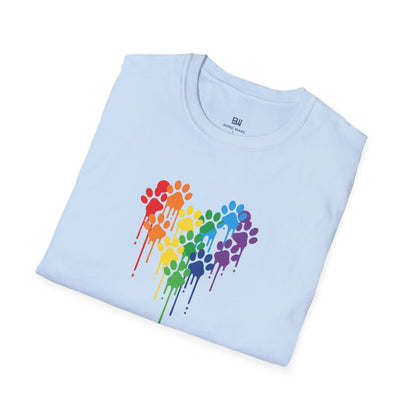 Colorful Paw Print Heart Graphic Tee