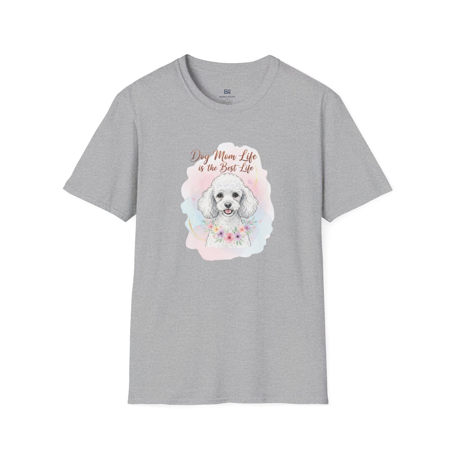 Elegant Poodle "Dog Mom Life" Watercolor T-Shirt