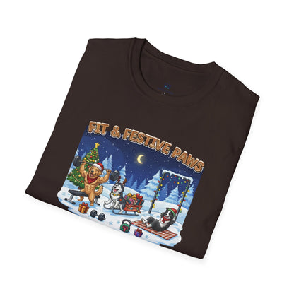 Merry Liftmas Fit & Festive Paws Dog Gym Holiday T-Shirt
