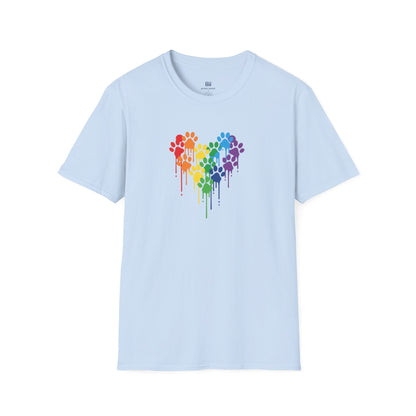Colorful Paw Print Heart Graphic Tee