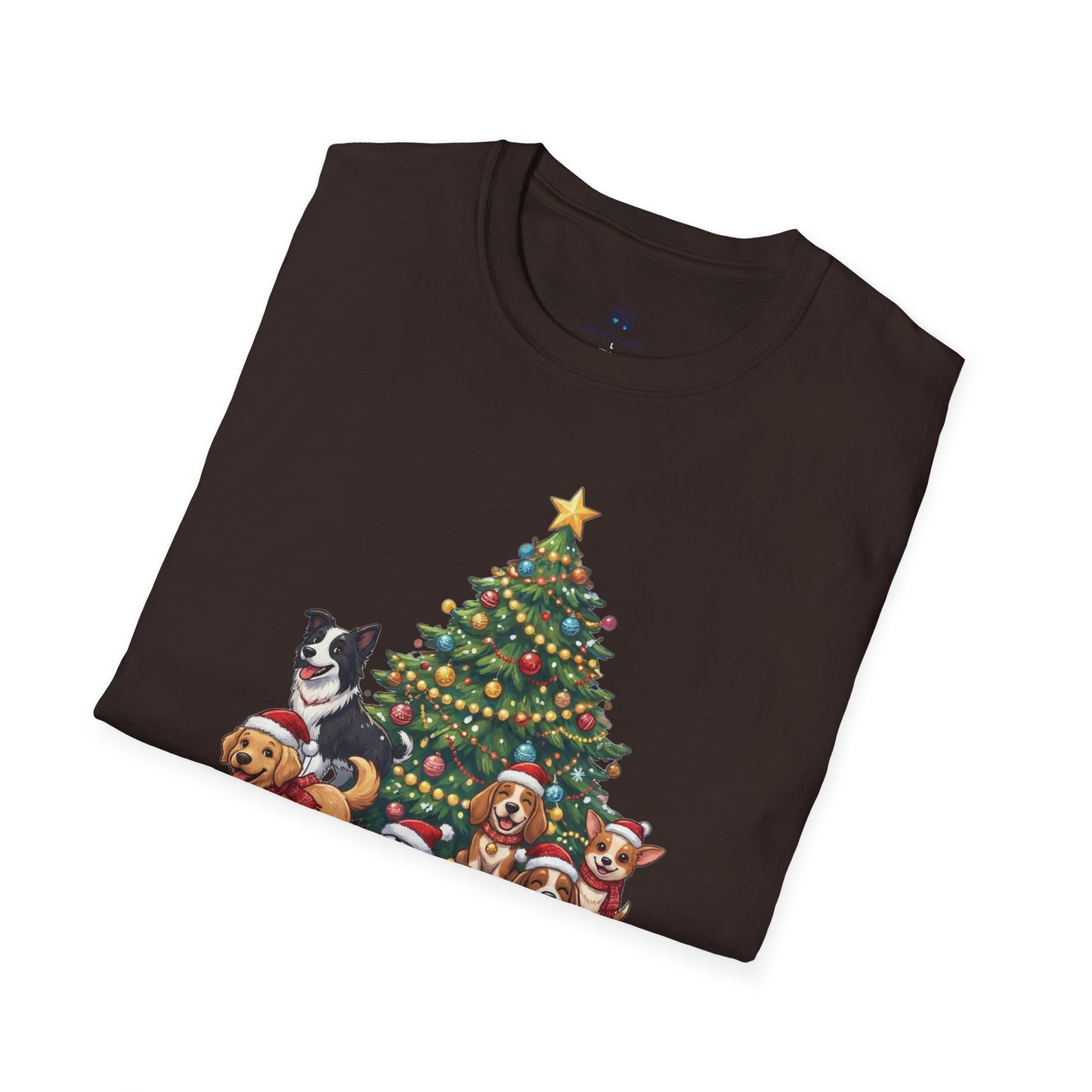 Christmas Dog Squad Tree Santa Hat Holiday T-Shirt