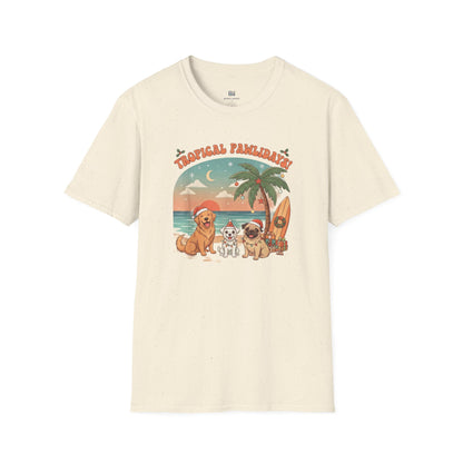 Cute Dogs on Beach Tropical Christmas Holiday T-Shirt