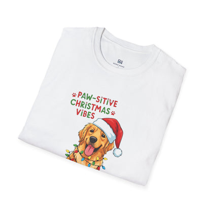 Adorable "Paw-sitive Christmas Vibes" Pup Tee
