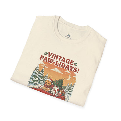 Vintage Paw-lidays Retro Christmas Dog Lover Holiday T-Shirt