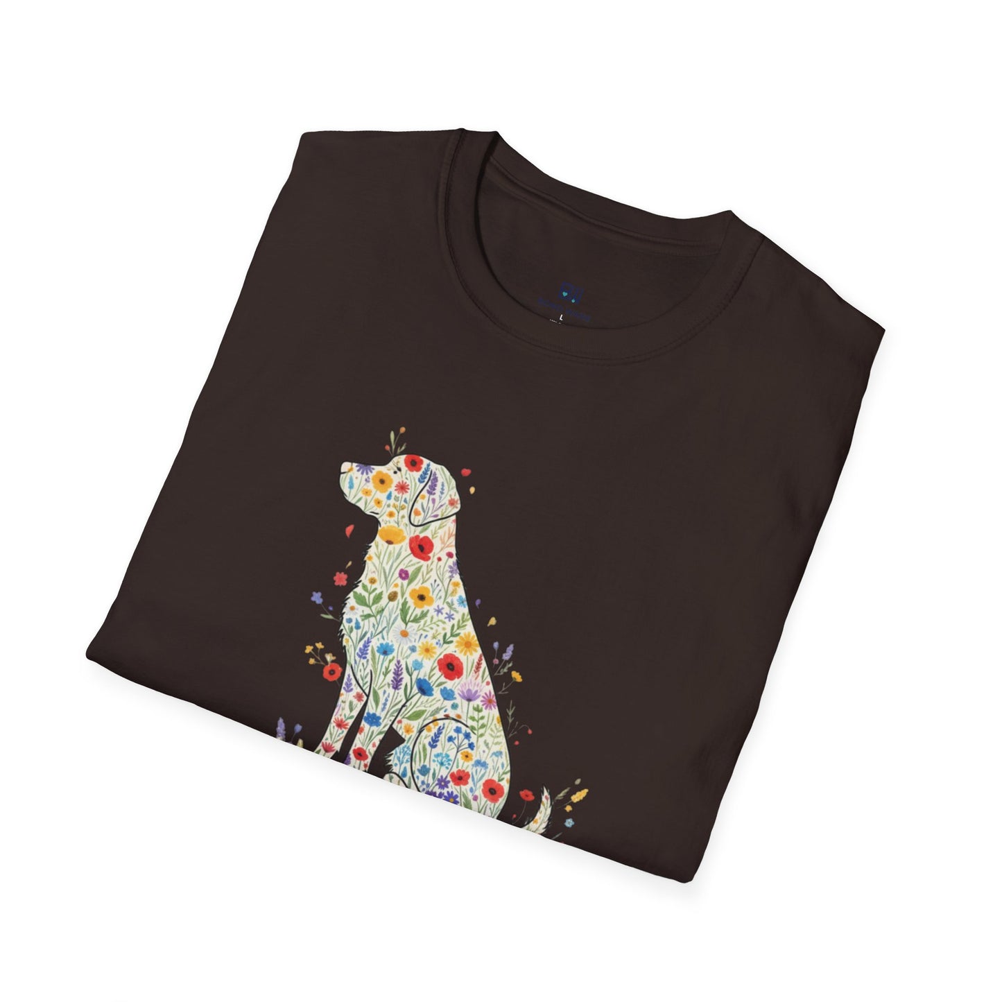 "Dog in Bloom" Floral Art T-Shirt