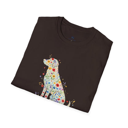 "Dog in Bloom" Floral Art T-Shirt