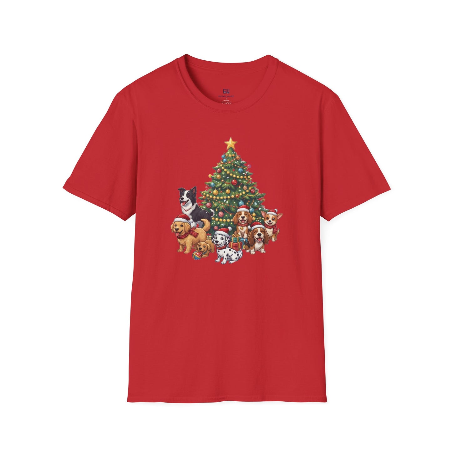 Christmas Dog Squad Tree Santa Hat Holiday T-Shirt