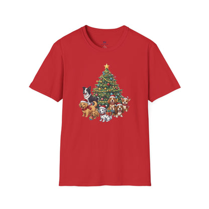 Christmas Dog Squad Tree Santa Hat Holiday T-Shirt