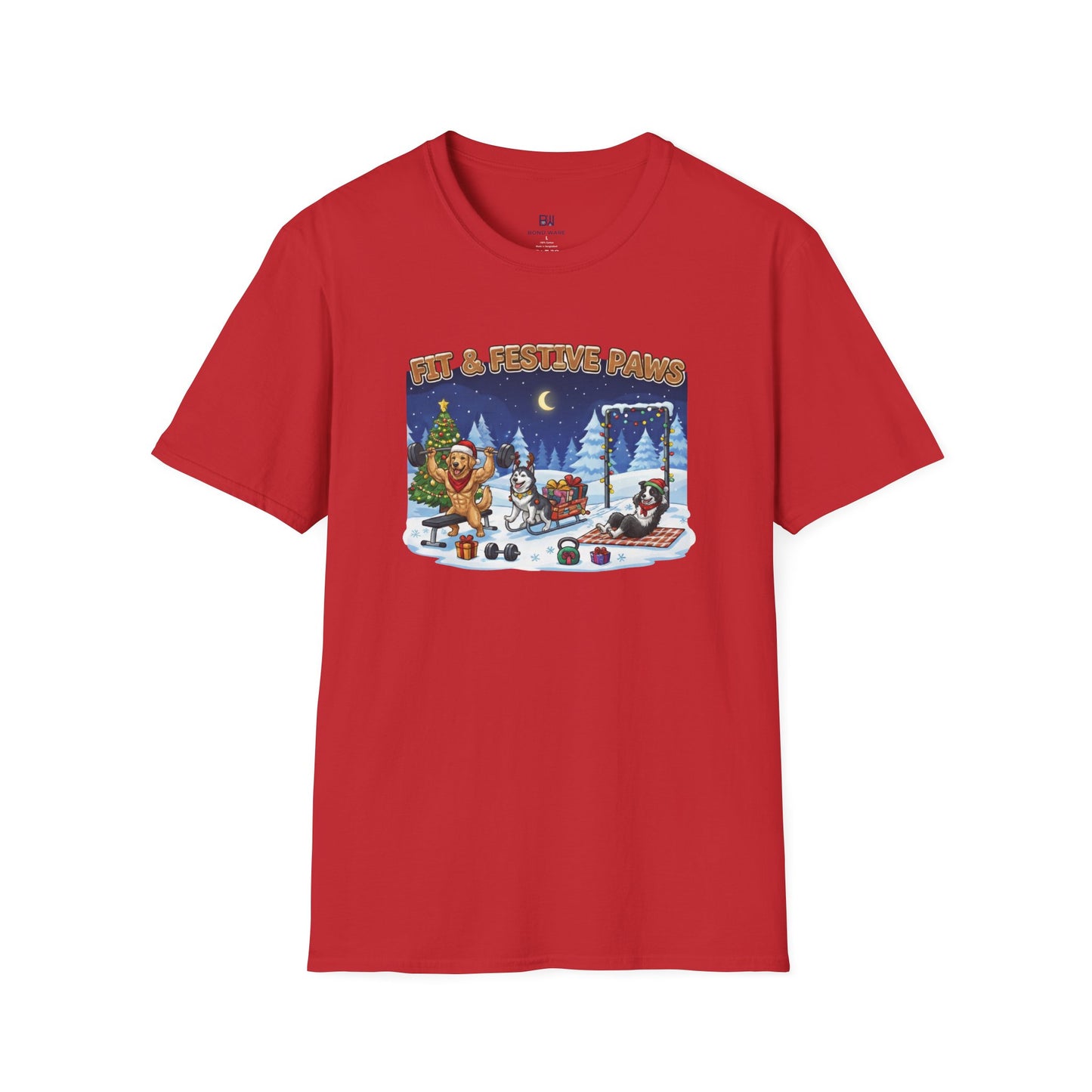 Merry Liftmas Fit & Festive Paws Dog Gym Holiday T-Shirt