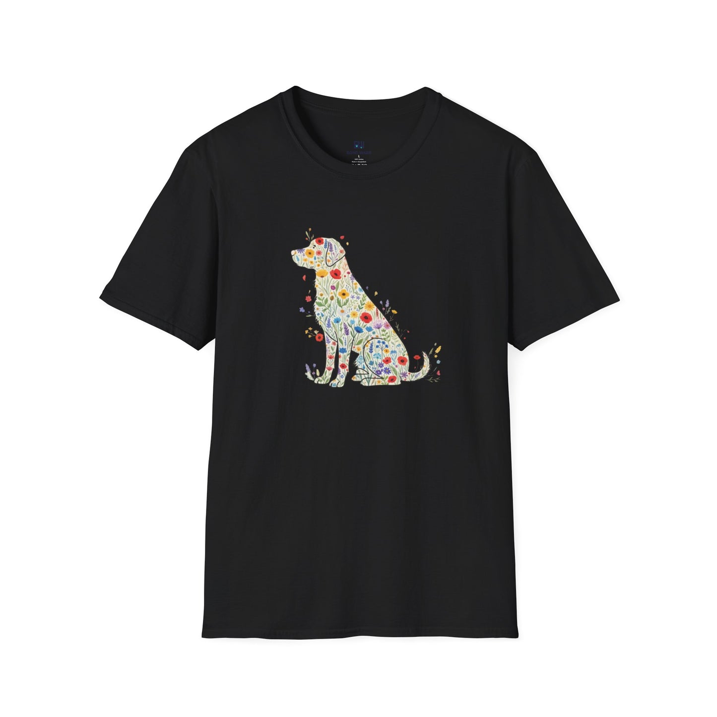 "Dog in Bloom" Floral Art T-Shirt