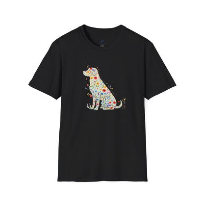 "Dog in Bloom" Floral Art T-Shirt