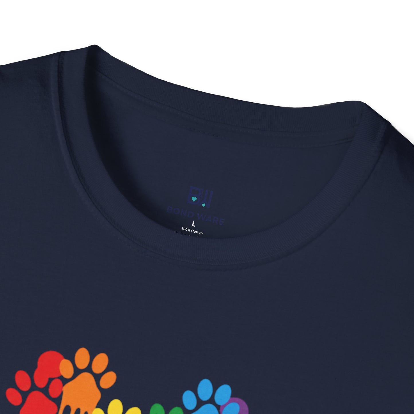 Colorful Paw Print Heart Graphic Tee